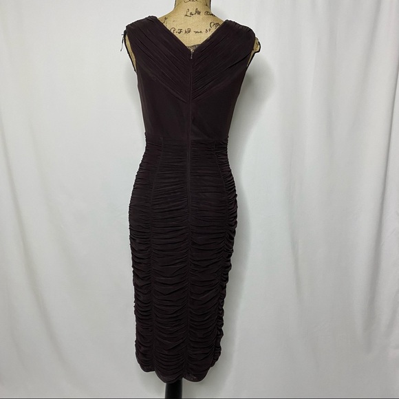 Tadashi Shoji Brown Ruched Sleeveless Dress - Picture 7 of 14